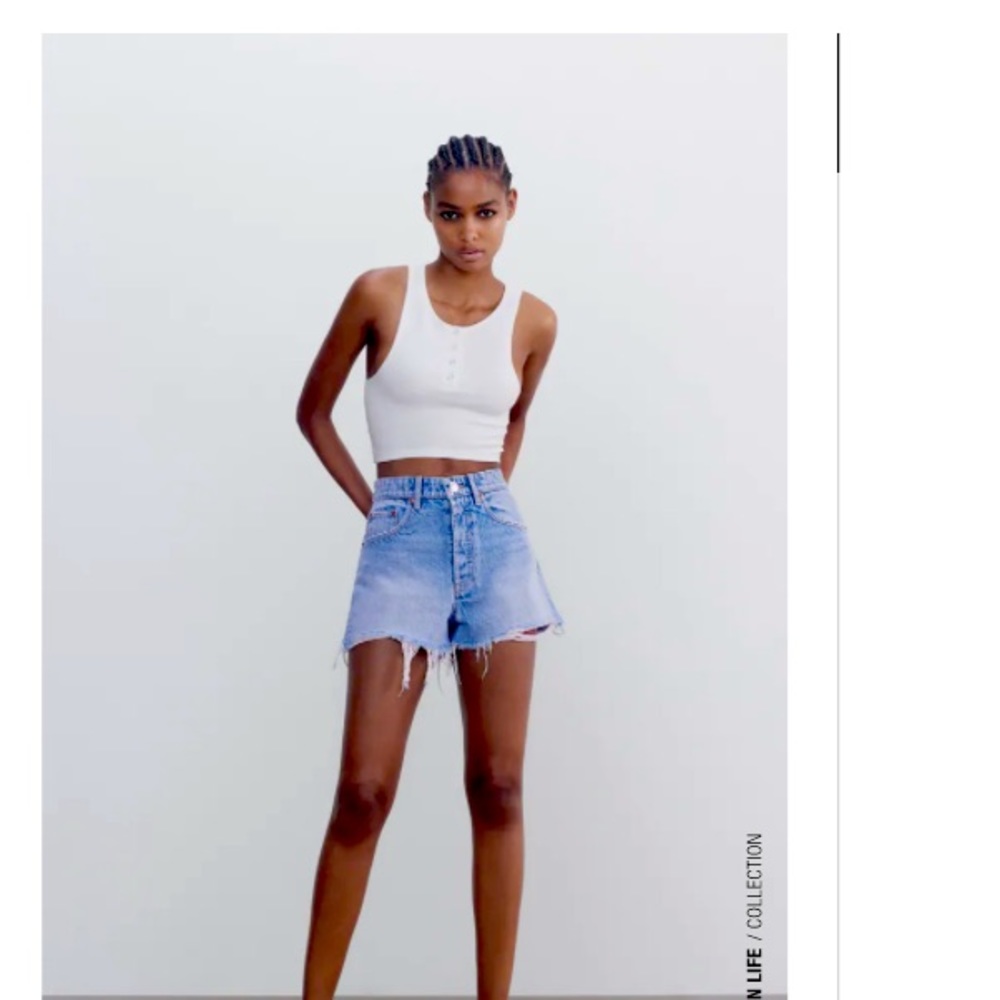 Zara Jean Shorts Frayed High Rise - Never Worn